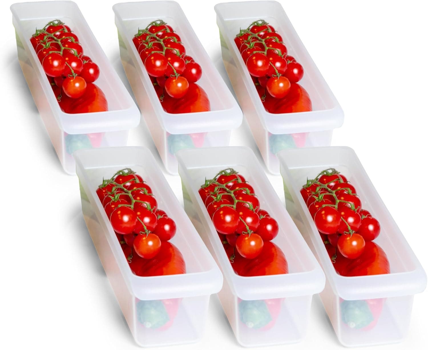 Novaliv 6X K&uuml;hlschrank Organizer 30 ,5 x 7 ,5 x 8 cm BPA-frei Ordnung Made in Germany Lebensmittelecht K&uuml;hlschrank Organizer Gem&uuml;se Sp&uuml;hlmaschinenfest Ordnungssystem K&uuml;hlschrank Flaschen Organizer - Bild 1