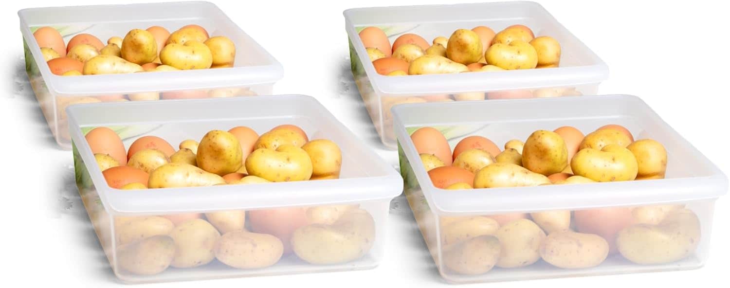 Novaliv 4X K&uuml;hlschrank Organizer 30 ,5 x 7 ,5 x 22 cm BPA-frei K&uuml;chenordnung Made in Germany vorratskammer Organizer Lebensmittelecht Aufbewahrung f&uuml;r K&uuml;che Waschk&uuml;che Ordnungssystem K&uuml;hlschrankfach - Bild 1