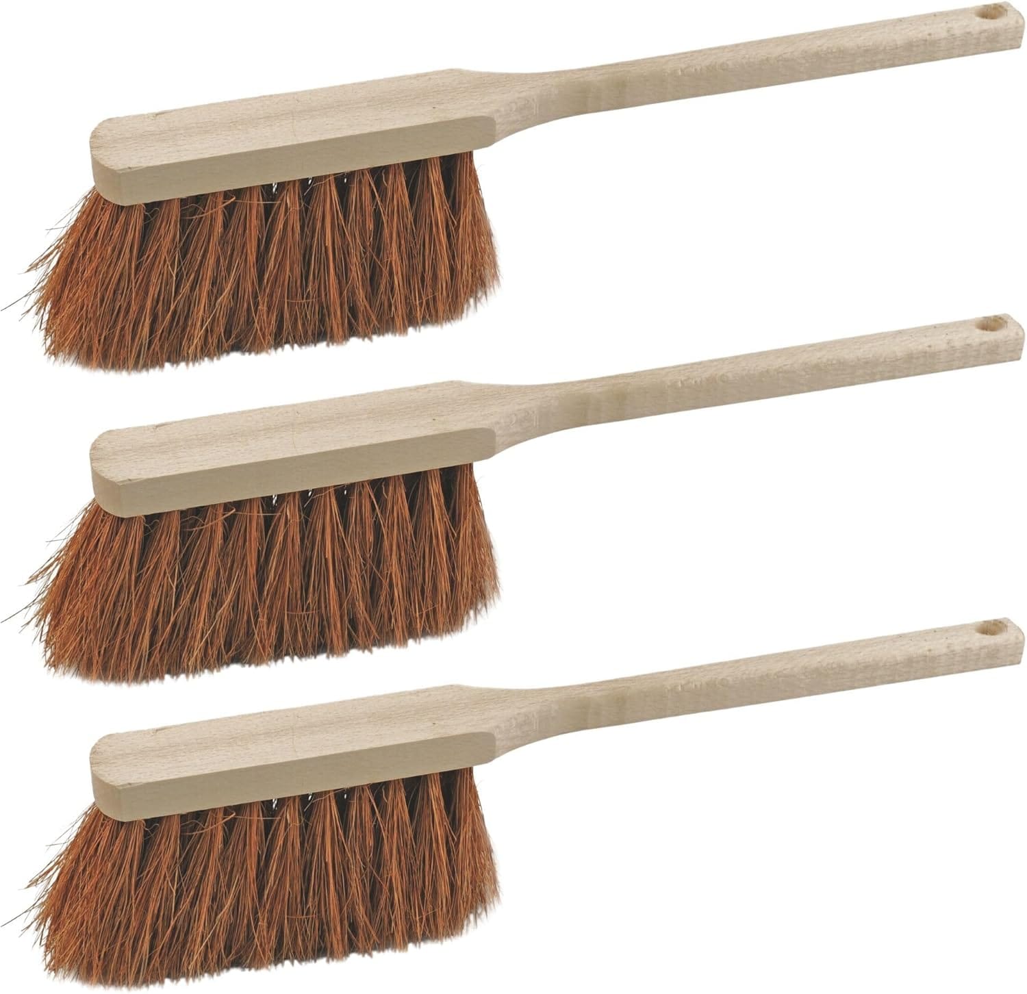 Novaliv 3X Hochwertiger Langstiel Handfeger 45 cm mit Holzgriff feine Kokosborsten Effektive Reinigung Schnee Handfeger im Haushalt Staub Schmutz Haare Langlebig Leicht Reinigen Auto - Bild 1