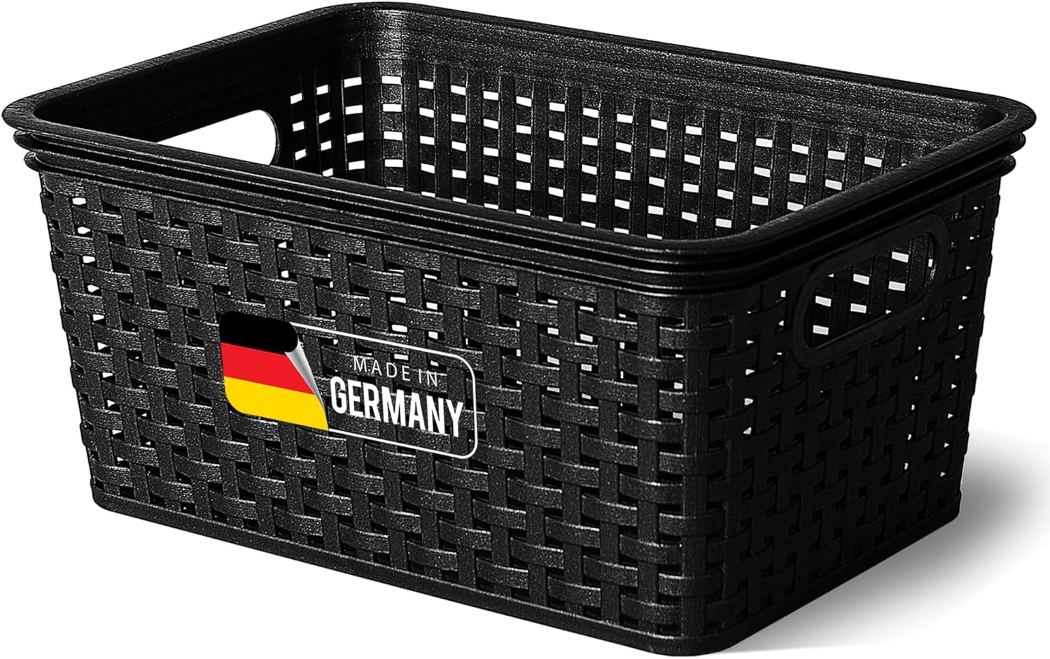 Novaliv Aufbewahrungskorb in Rattan-Optik ohne Deckel | Schwarz Kunststoff 5L Nestbar Storage boxes BPA-frei Ideale Aufbewahrungsbox Organizer Box Ordnungsbox f&uuml;r Ordnungssystem - Bild 1