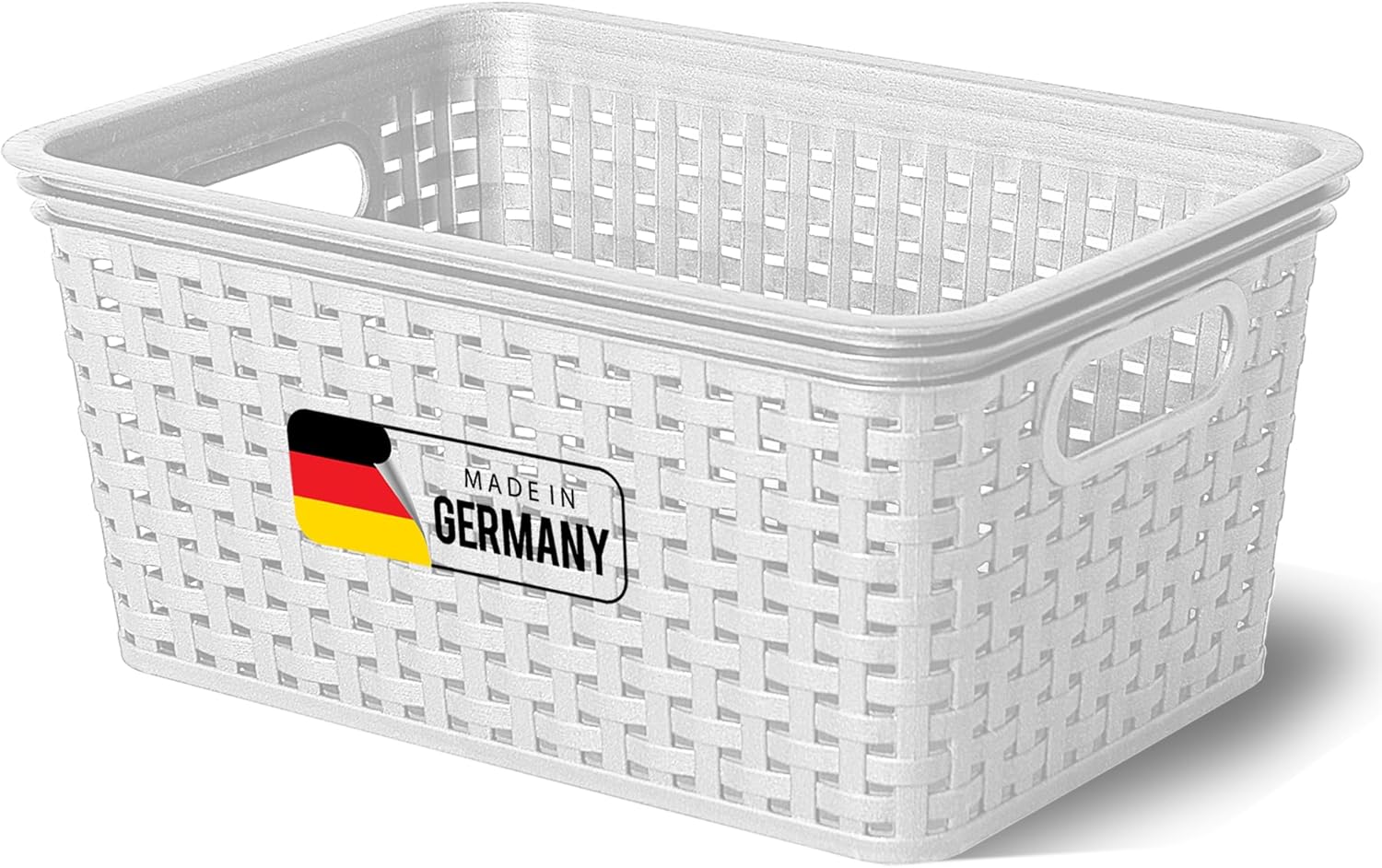 Novaliv Aufbewahrungskorb in Rattan-Optik ohne Deckel | Wei&szlig; Kunststoff 5L Nestbar Storage boxes BPA-frei Ideale Aufbewahrungsbox Organizer Box Ordnungsbox f&uuml;r Ordnungssystem - Bild 1