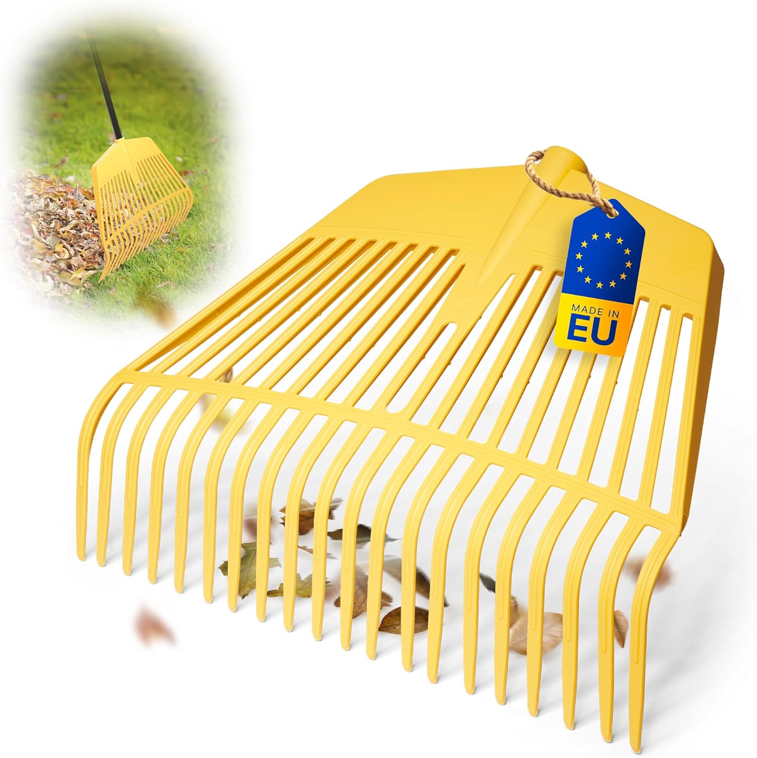 Novatool Laubbesenkopf , 2 in 1 Kombiger&auml;t , Laubbesen und Laubgabel mit 26 Kunststoff-Zinken , Arbeitsbreite 60cm , Laubrechen , Gartenbesen , Rasenrechen , Harke f&uuml;r Gartenabfall , Gartenger&auml;t ohne Stiel - Bild 1