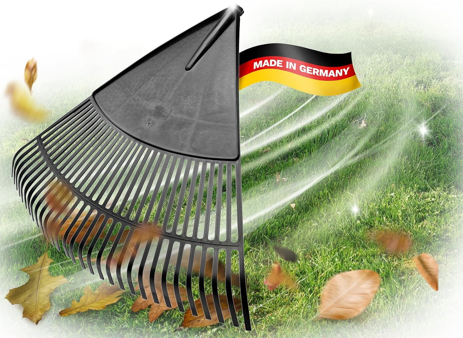 Novatool 2X Laubbesenkopf , Laubbesen mit 30 Kunststoff-Zinken , Rechen Arbeitsbreite 75cm , Laubrechen , Gartenbesen , Rasenrechen , Harke , Gartenharke , Landschaftsbesen , Gartenger&auml;t ohne Stiel , Schwarz - Bild 1