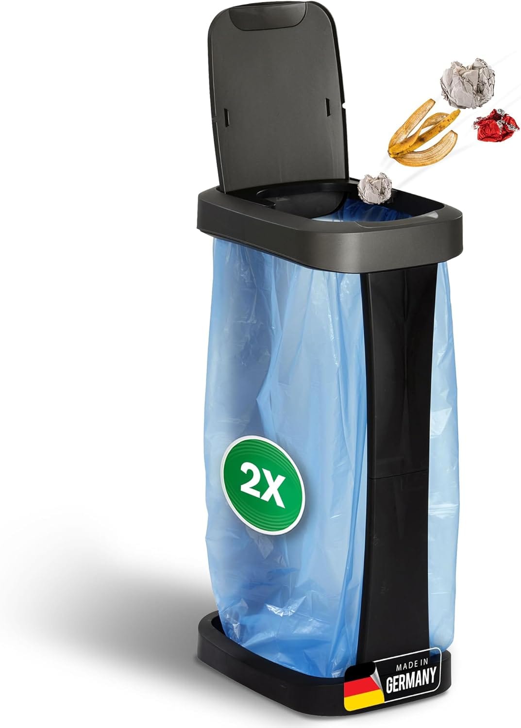 Novaliv 2X M&uuml;llsackst&auml;nder mit Deckel f&uuml;r 70L-120L M&uuml;lls&auml;cke, extra Robust & Fester Stand Outdoor geeignet, gelber Sack M&uuml;llst&auml;nder Gelbersack-Halter M&uuml;ll Abfall St&auml;nder Holder M&uuml;lltonne - Bild 1