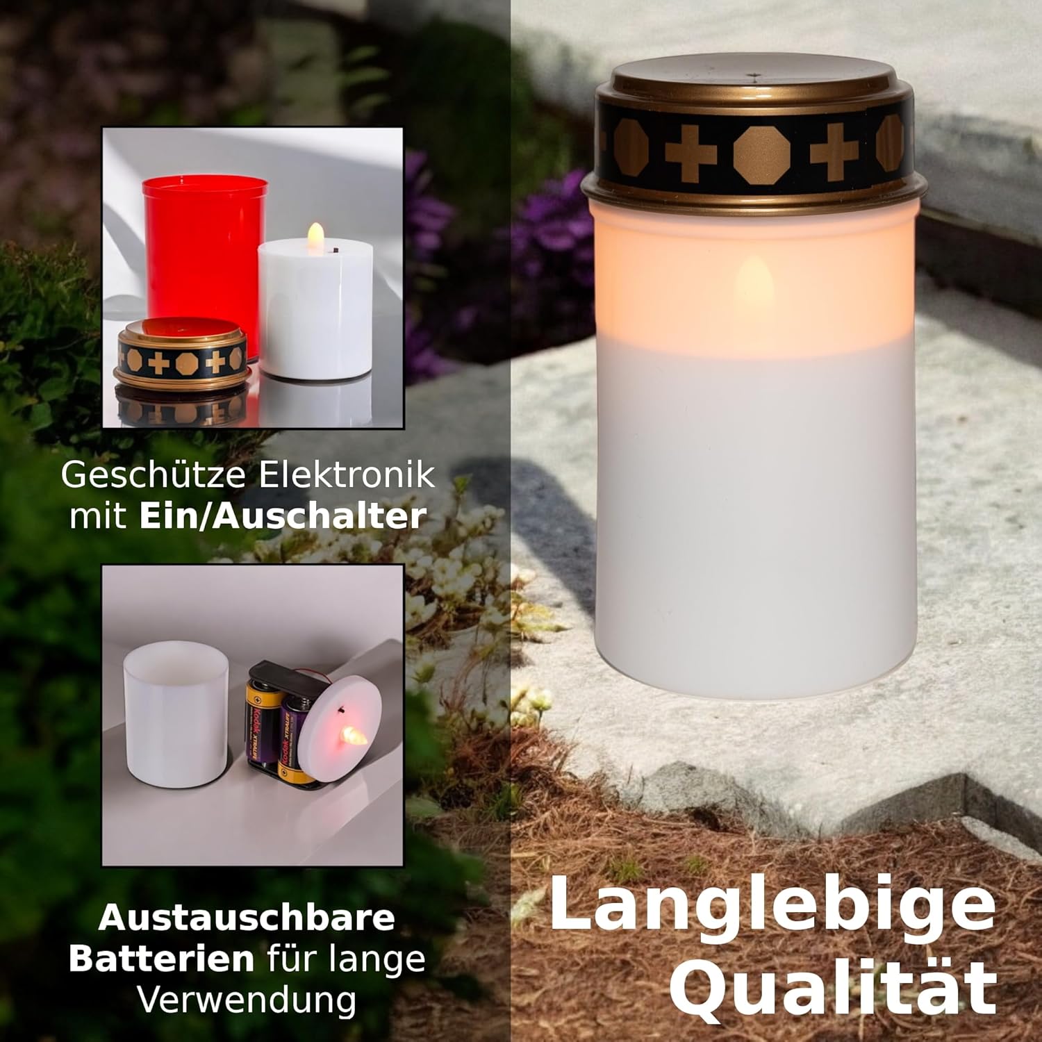 Novaliv LED Grablichter mit Batterie und Timer 6/18 weiß 10 Stück LED Kerzen mit Batterien Grabkerzen Friedhofskerze Kerzen flackernde Flamme Gedenkkerze Ewiges Licht Trauerkerze online kaufen bei Netto