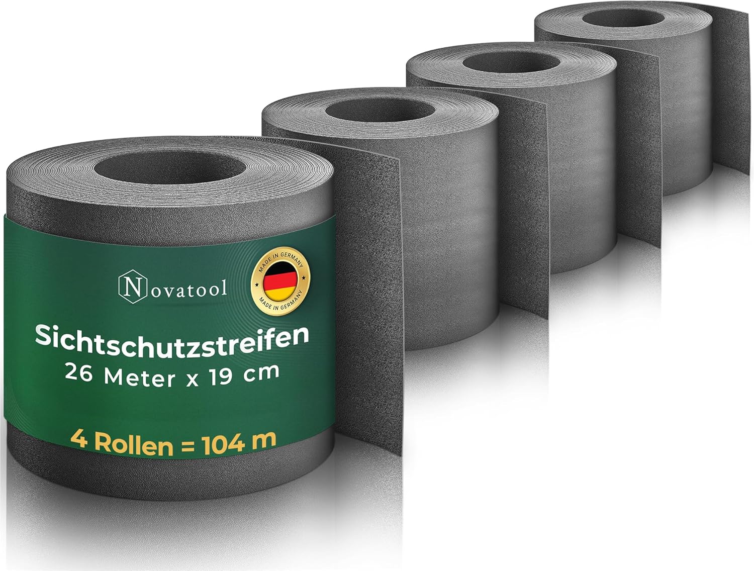 Novatool Premium PP 104m Rolle Sichtschutzstreifen f&uuml;r Doppelstabmattenzaun Anthrazit f&uuml;r 40 Reihen , 1 ,1 mm extra stabil UV-Best&auml;ndigkeit Metallzaun Sichtschutzstreifen Zaunelemente Sichtschutz Zaun - Bild 1