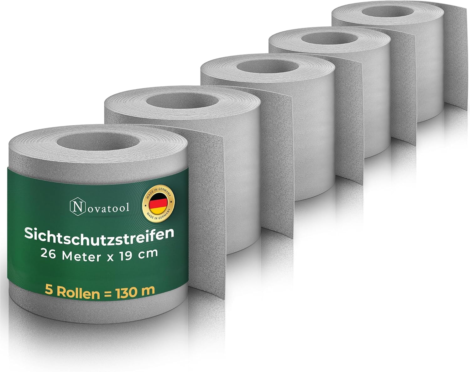 Novatool Premium PP 130m Rollen Nachhaltige Sichtschutzstreifen f&uuml;r Doppelstabmattenzaun Fenster Grau f&uuml;r 50 Reihen Stabmattenzaun Sichtschutzstreifen extra stabil UV-Best&auml;ndigkeit Sichtschutz Garten - Bild 1