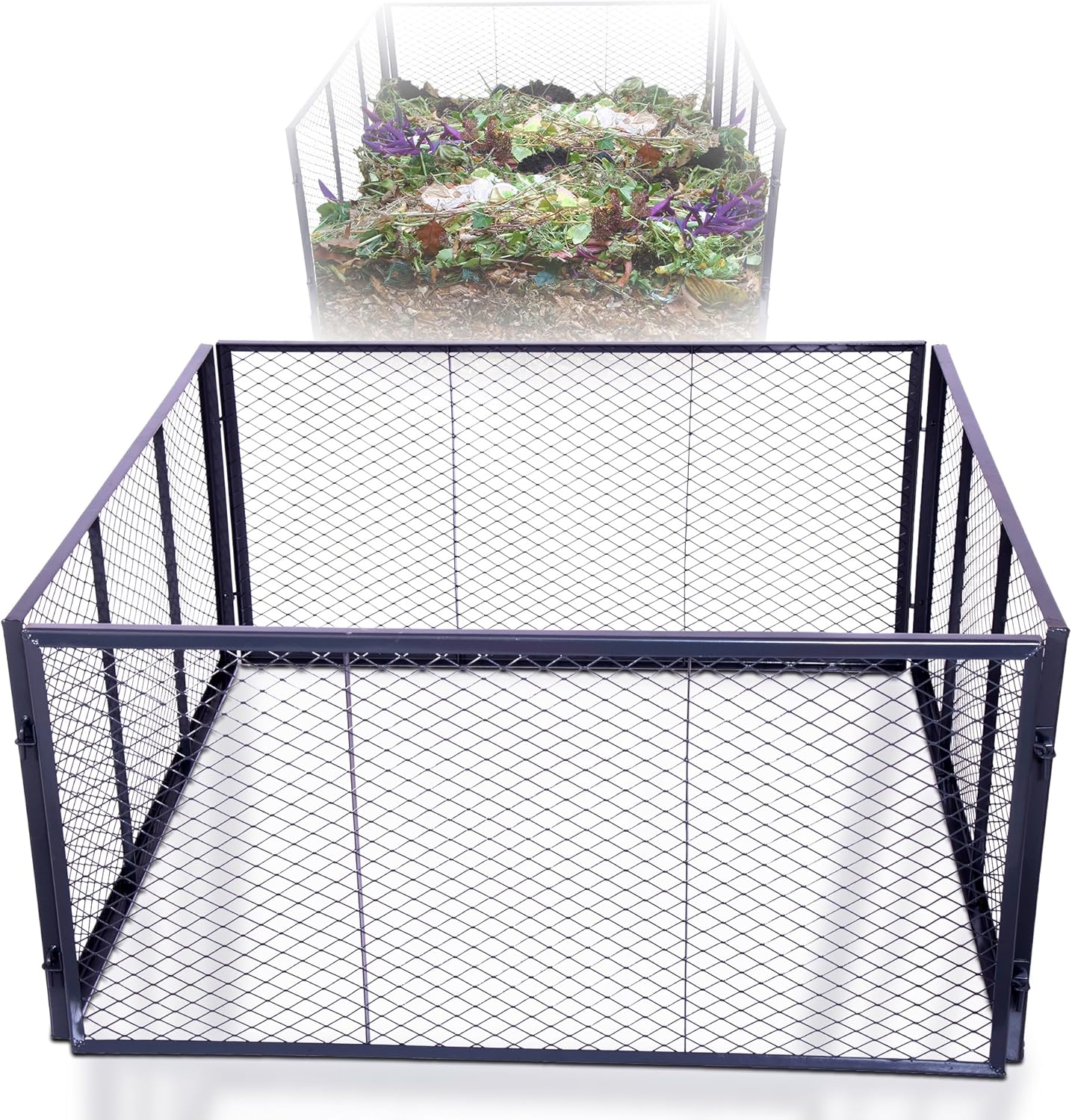 Novatool Garten-Komposter Metall 100x100x100 cm, mit erweiterbarem Stecksytem, pulverbeschichteter Metallkomposter mit 1000 Liter Volumen, Kompost Draht Kompostgitter Kompostkiste Bio Rasenkomposter - Bild 1