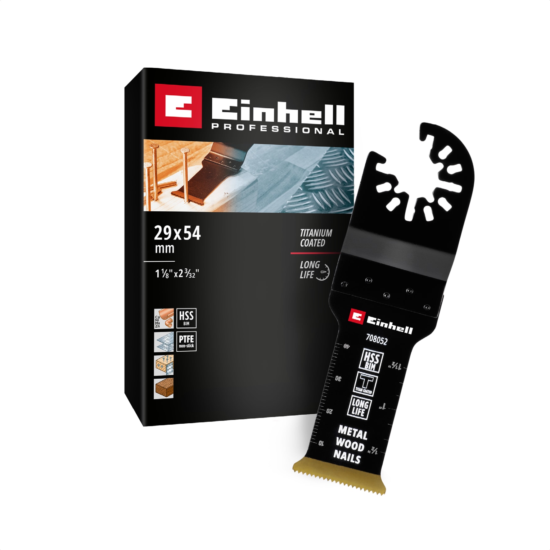 Original Einhell Bi-Metall Tauchs&auml;geblatt titanbeschichtet (29 mm Breite, 54 mm Eintauchtiefe, PTFE-Finishing, Metallverzahnung, Schnellwechselfunktion) - Bild 1
