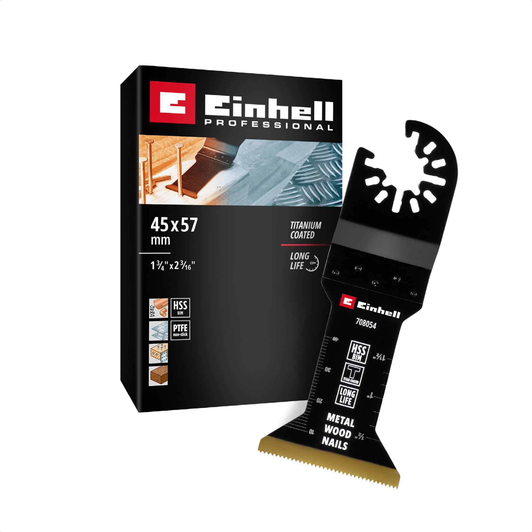 Original Einhell Bi-Metall Tauchs&auml;geblatt titanbeschichtet (45 mm Breite, 57 mm Eintauchtiefe, PTFE-Finishing, Metallverzahnung, Schnellwechselfunktion) - Bild 1