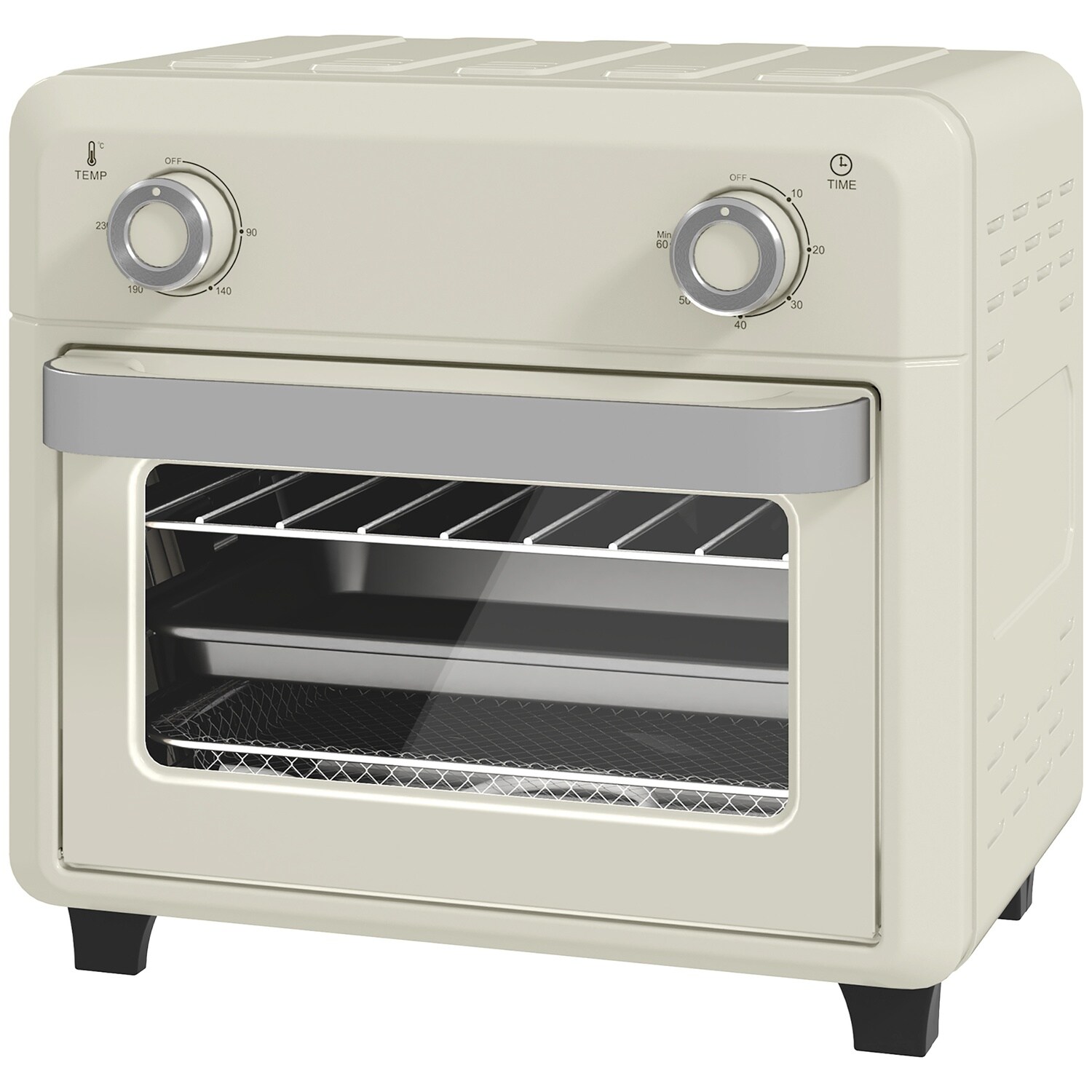 Minibackofen mit Umluft 10L 2 in 1 Mini Ofen mit Ofenrost, Backblech und Kr&uuml;melblech, 80&nbsp;&deg;C-230&nbsp;&deg;C Hei&szlig;luftfritteuse mit Touch-Screen, Timer, Innenbeleuchtung, 1000W, Edelstahl - Bild 1