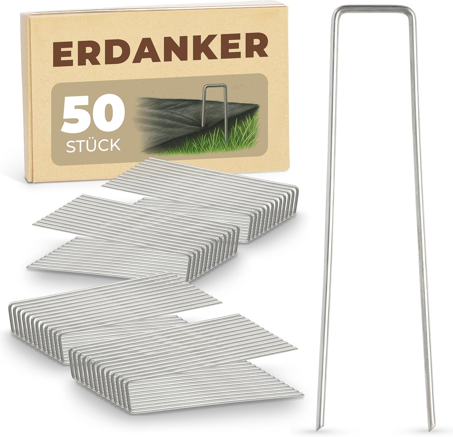 Novatool Heringe Erdanker 150x30x3mm 25 St&uuml;ck , rostfrei langlebig & extrem stabil , Erdn&auml;gel Bodenhaken Erdhaken Bodenbefestigung Bodenverankerung , f&uuml;r Zelt Garten Unkrautvlies Landschaftsbau - Bild 1