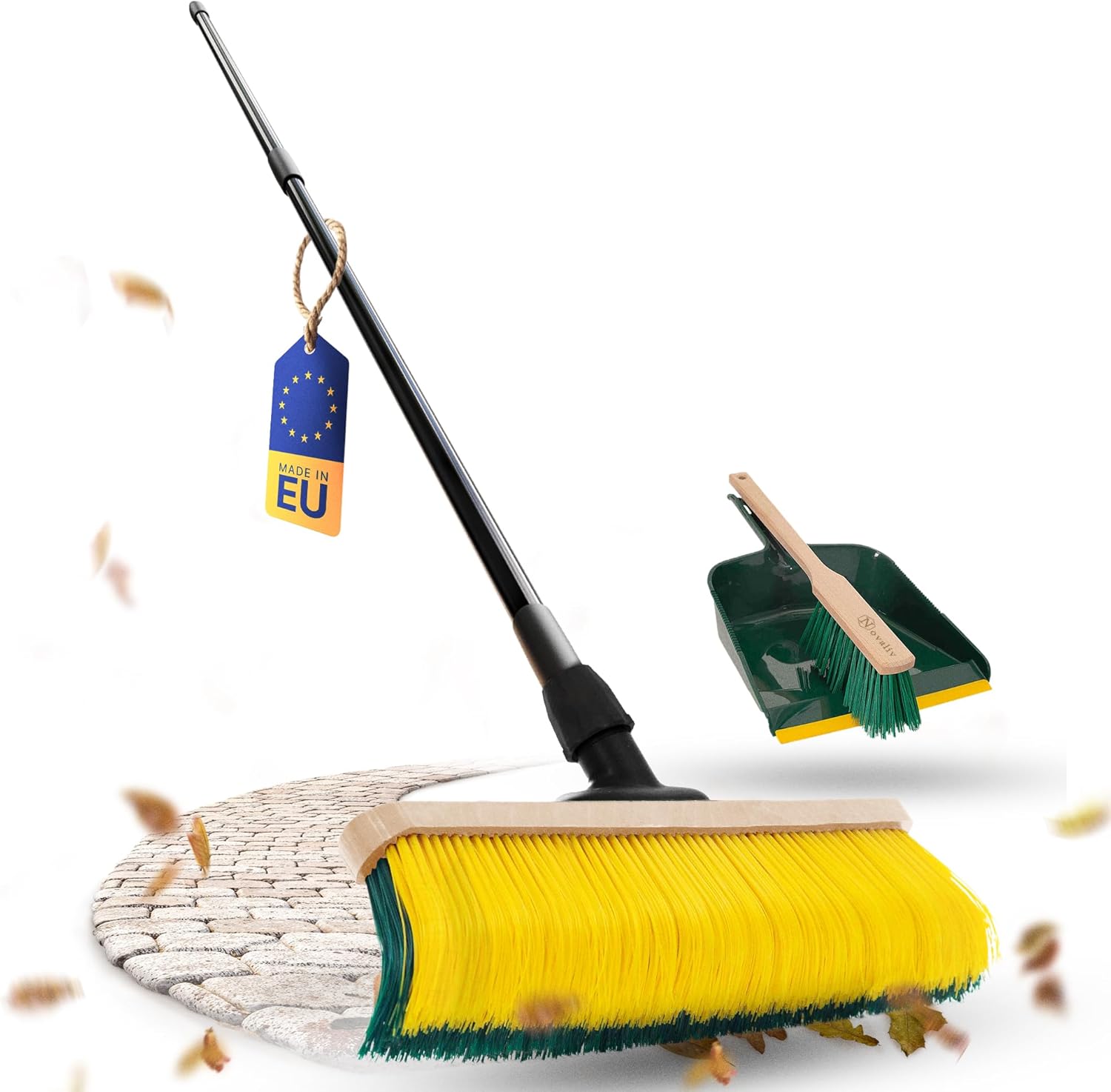 Novaliv Krallenbesen mit Stiel 60cm inkl. Kehrgarnitur Outdoor, Spezialbesen gebogenen Borsten Borsten -Ideal als Gartenbesen, Kratzbesen, Kunstrasen Besen, Optimal f&uuml;r Camping - Bild 1