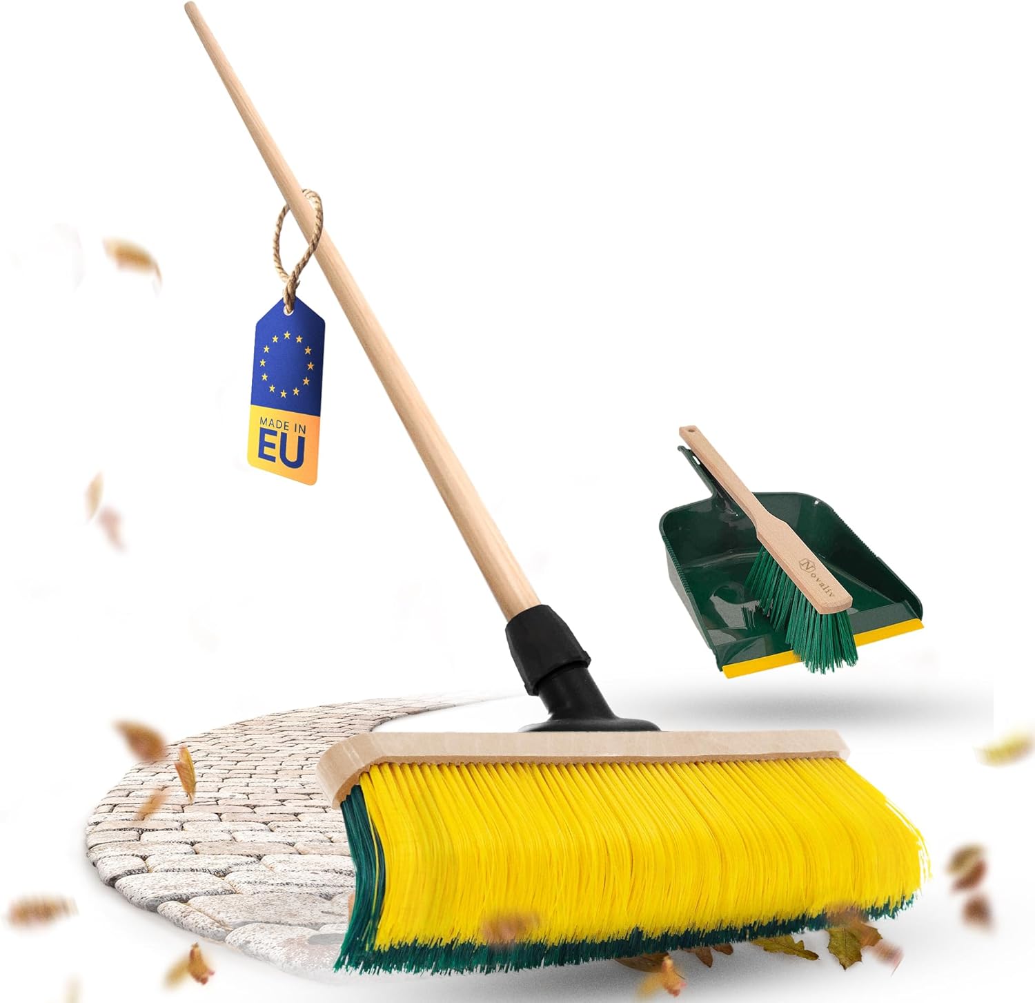 Novaliv Krallenbesen mit Stiel 60cm inkl. Kehrgarnitur Outdoor, Spezialbesen gebogenen Borsten Borsten -Ideal als Gartenbesen, Kratzbesen, Kunstrasen Besen, Optimal f&uuml;r Camping - Bild 1
