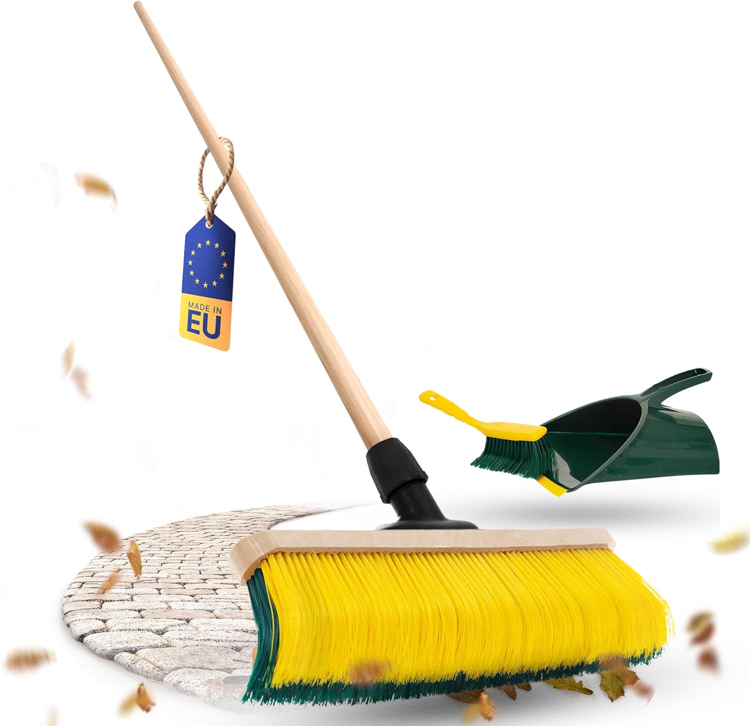 Novaliv Krallenbesen mit Stiel 60cm inkl. Jumbo Kehrgarnitur, Spezialbesen gebogenen Borsten Borsten -Ideal als Gartenbesen, Kratzbesen, Kunstrasen Besen, Optimal f&uuml;r Camping - Bild 1