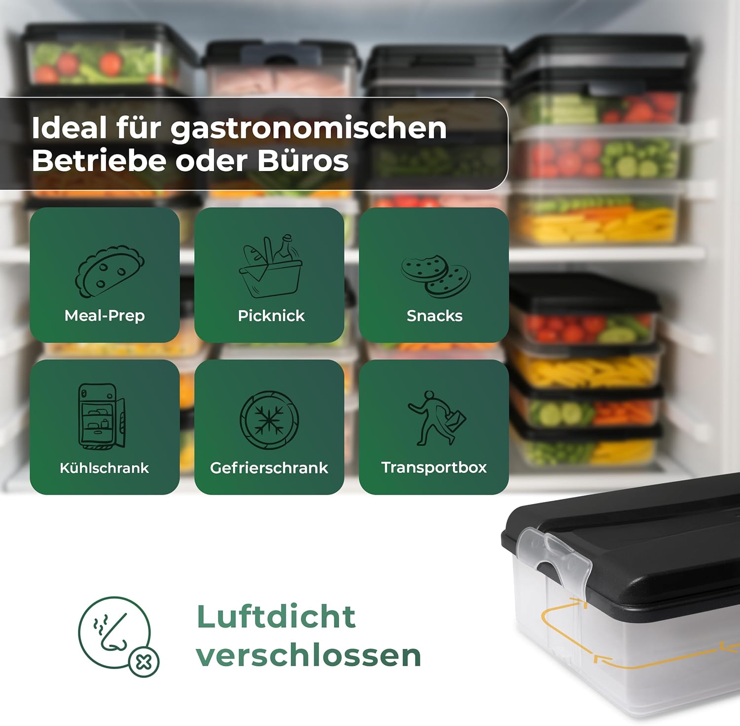 Novaliv 6x Frischhaltedosen groß mit 6x Deckel, stapelbar für Kühlschrank & Gefrierfach, Vorratsdosen Set Aufbewahrungsbox Organizer, für Au