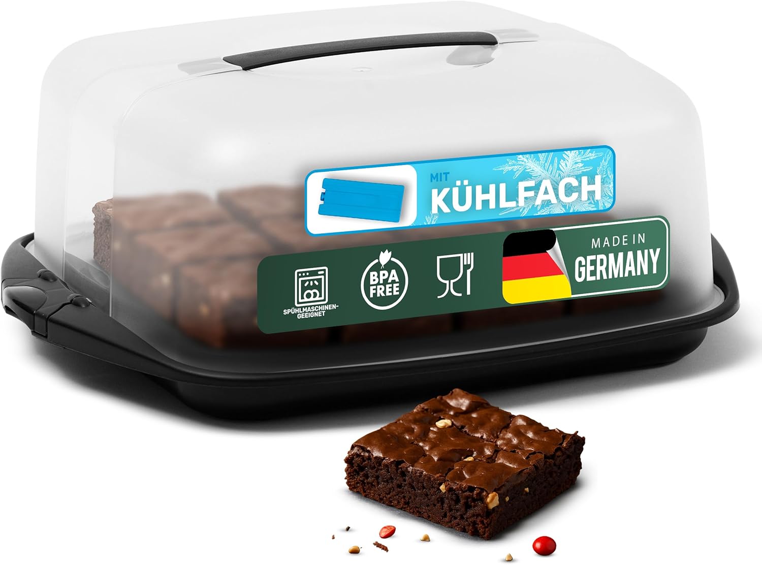 Novaliv Kuchen-Transportbox (Rechteckig 38 x 33 x 15 cm), Aufbewahrungsbox mit Deckel f&uuml;r Kuchen & Torten, Tortentransportbox Tortenglocke Tortenbeh&auml;lter, Zubeh&ouml;r Box Dessert Glocke Aufbewahrung - Bild 1