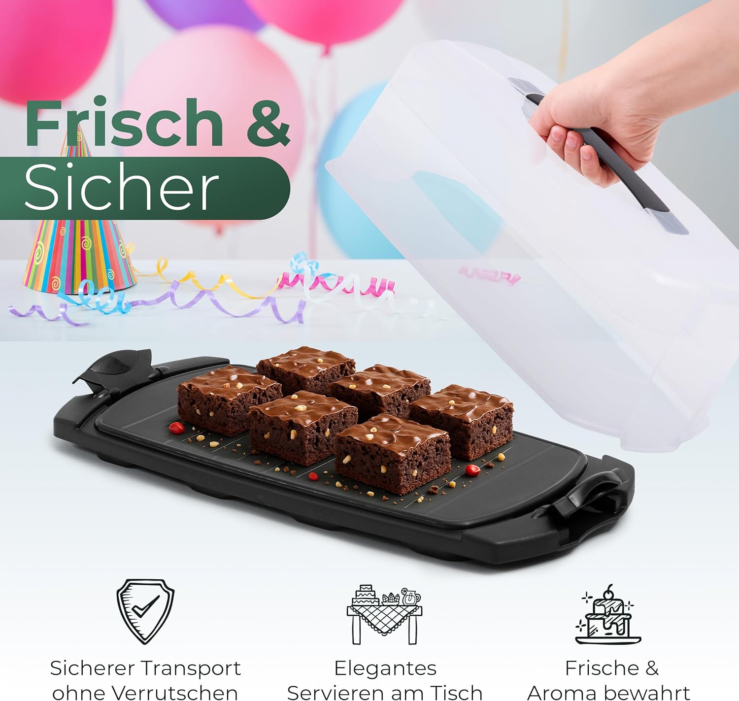 Novaliv Kuchen-Transportbox 2er Set Rund und Eckig klein Aufbewahrungsboxen mit Deckel Torte Kuchen Dessert, Party-Box Container Tortentrans
