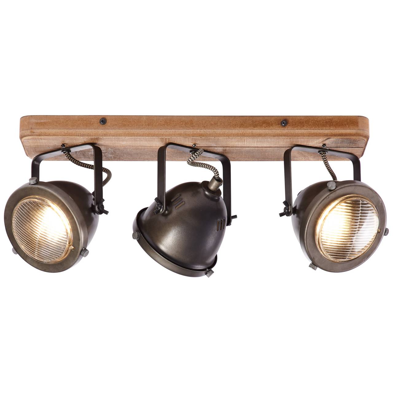 BRILLIANT Lampe Carmen Wood Spotbalken 3flg burned steel/holz | 3x PAR51, GU10, 5W, geeignet f&uuml;r Reflektorlampen (nicht enthalten) | K&ouml;pfe schwenkbar - Bild 1