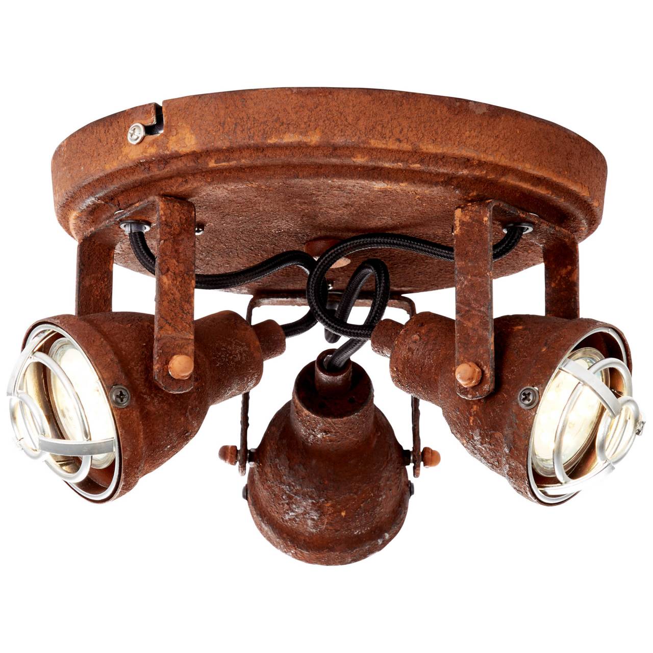 BRILLIANT Lampe Bente Spotrondell 3flg rostfarbend | 3x PAR51, GU10, 4W, geeignet f&uuml;r Reflektorlampen (nicht enthalten) | K&ouml;pfe schwenkbar - Bild 1