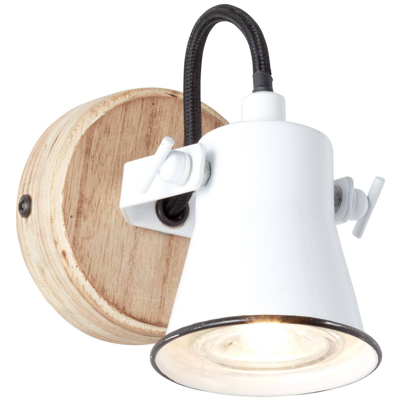 BRILLIANT Lampe Seed Wandspot wei&szlig;/holz hell | 1x PAR51, GU10, 5W, geeignet f&uuml;r Reflektorlampen (nicht enthalten) | K&ouml;pfe schwenkbar - Bild 1