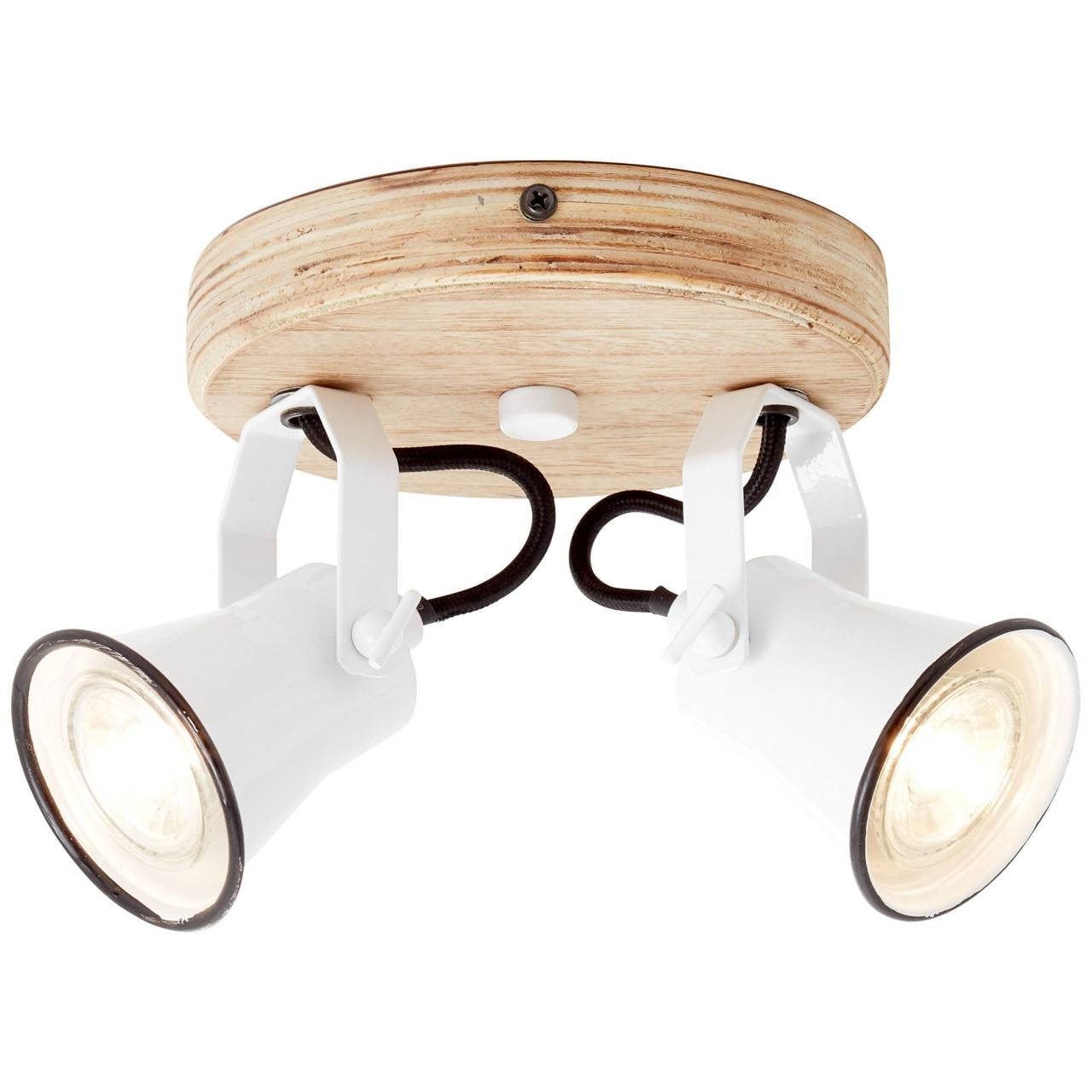BRILLIANT Lampe Seed Spotrondell 2flg wei&szlig;/holz hell | 2x PAR51, GU10, 5W, geeignet f&uuml;r Reflektorlampen (nicht enthalten) | K&ouml;pfe schwenkbar - Bild 1