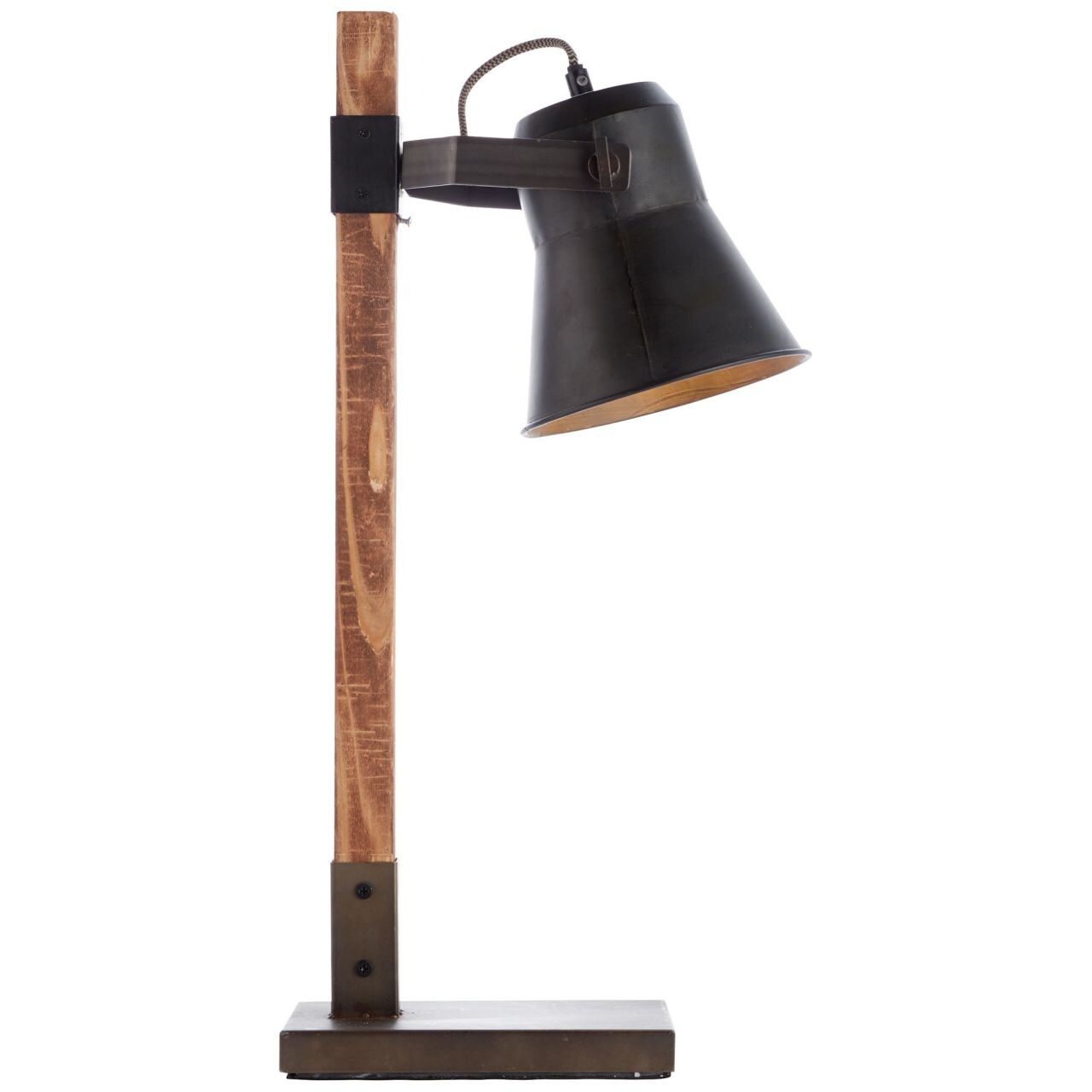 BRILLIANT Lampe Plow Tischleuchte schwarz stahl/holz   1x A60, E27, 10W, geeignet für Normallampen (nicht enthalten)   Mit Schnurzwischenschalter | 04004353359705