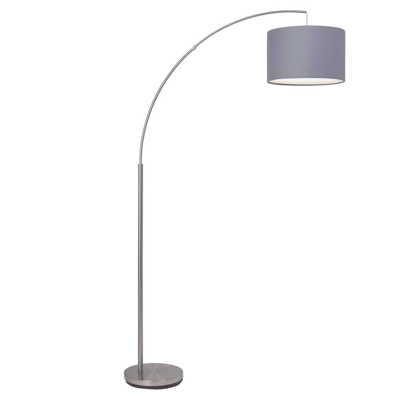 BRILLIANT Lampe Clarie Bogenstandleuchte 1,8m eisen/grau | 1x A60, E27, 60W, geeignet f&uuml;r Normallampen (nicht enthalten) | Mit Fu&szlig;schalter - Bild 1