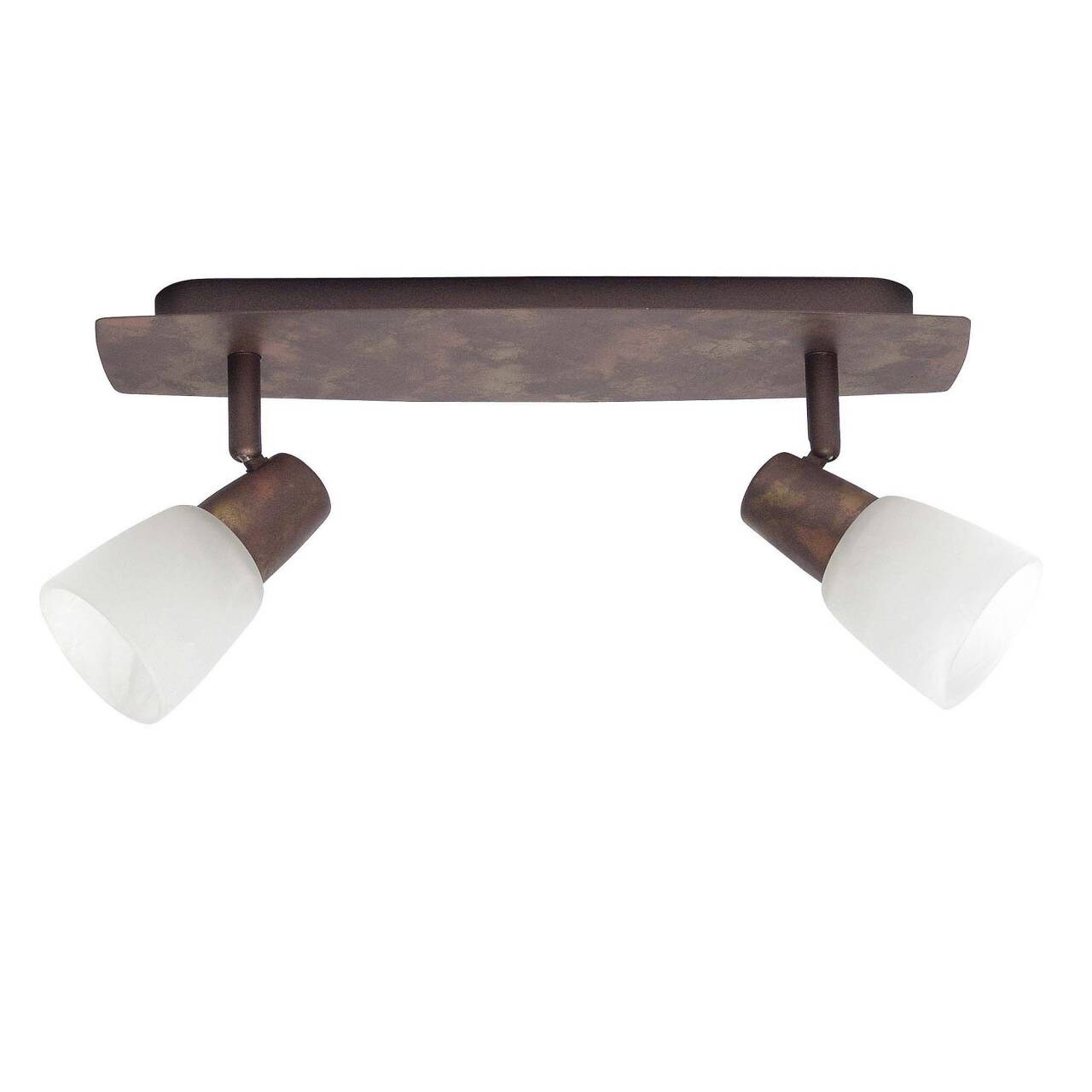 BRILLIANT Lampe Milos Spotbalken 2flg altkupfer/wei&szlig;-alabaster | 2x R50, E14, 40W, geeignet f&uuml;r Reflektorlampen (nicht enthalten) | K&ouml;pfe schwenkbar - Bild 1