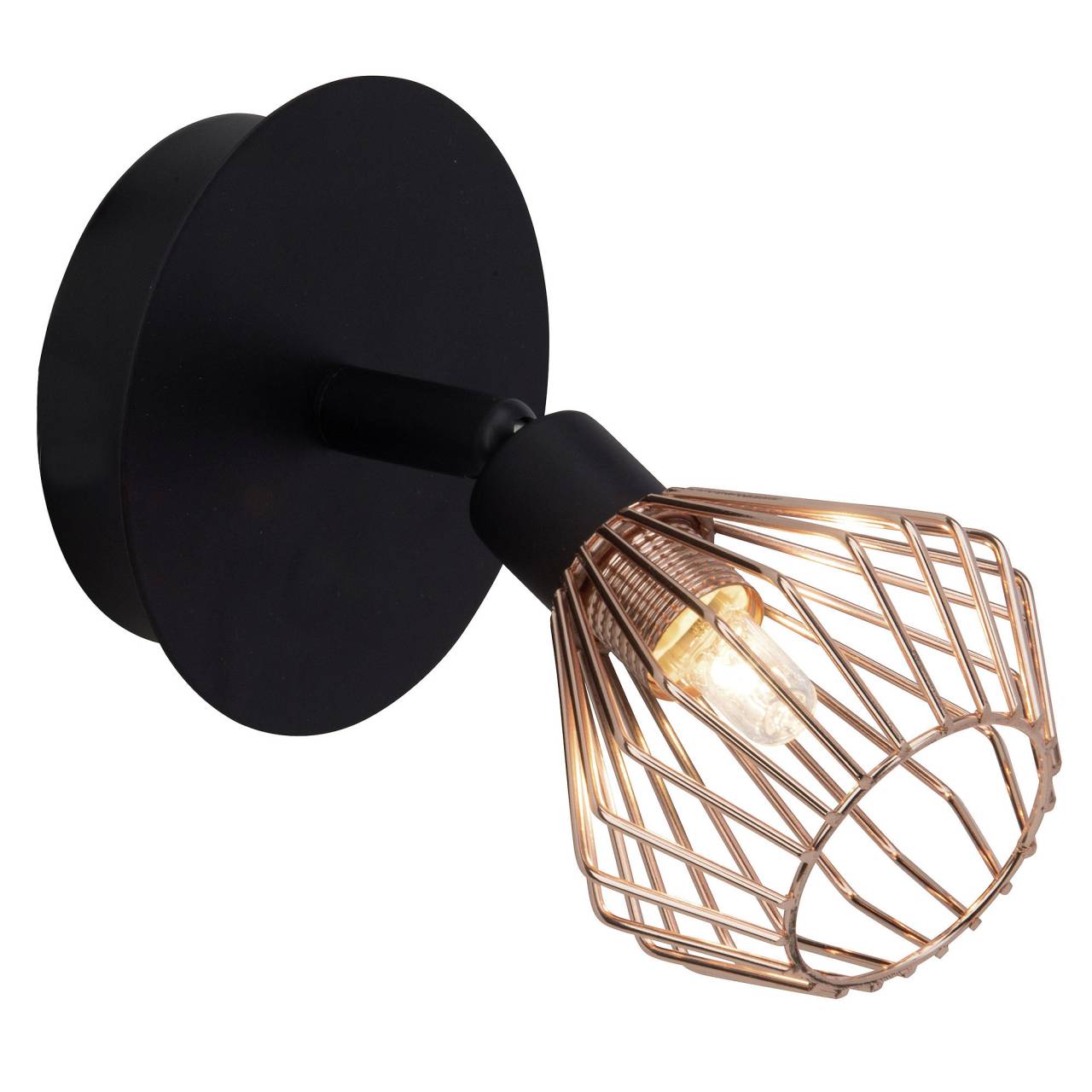 BRILLIANT Lampe Dalma Wandspot schwarz/kupfer | 1x QT14, G9, 33W, geeignet f&uuml;r Stiftsockellampen (nicht enthalten) | Kopf schwenkbar - Bild 1