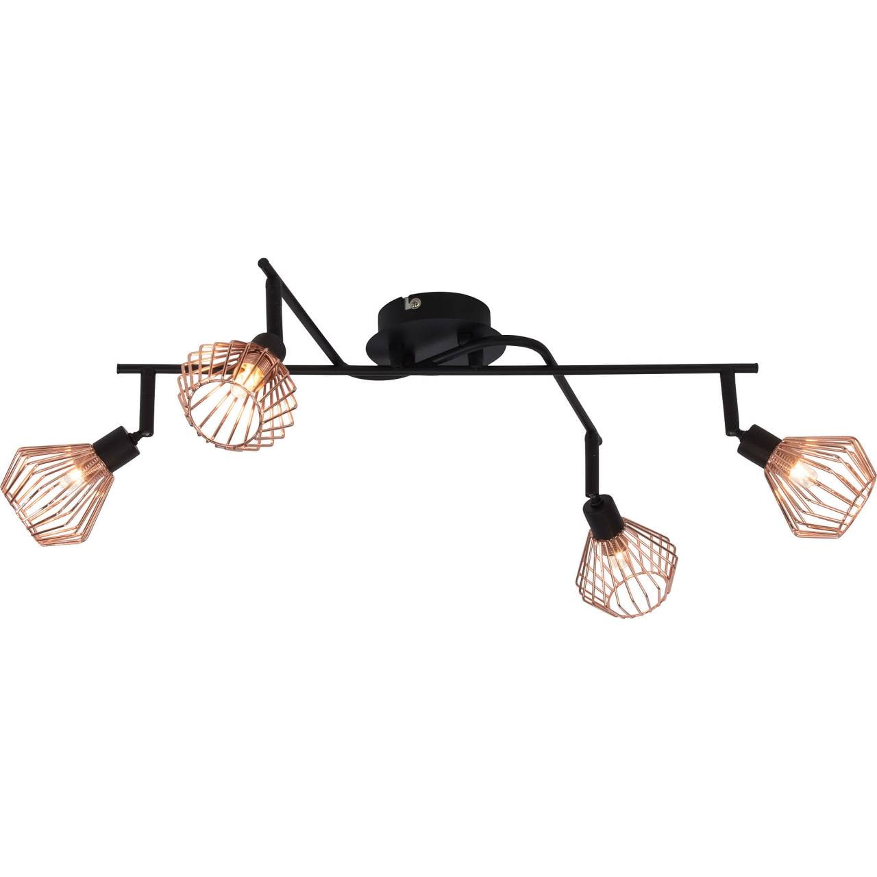 BRILLIANT Lampe Dalma Deckenspot 4flg Kreuz schwarz/kupfer | 4x QT14, G9, 33W, geeignet f&uuml;r Stiftsockellampen (nicht enthalten) | K&ouml;pfe schwenkbar - Bild 1