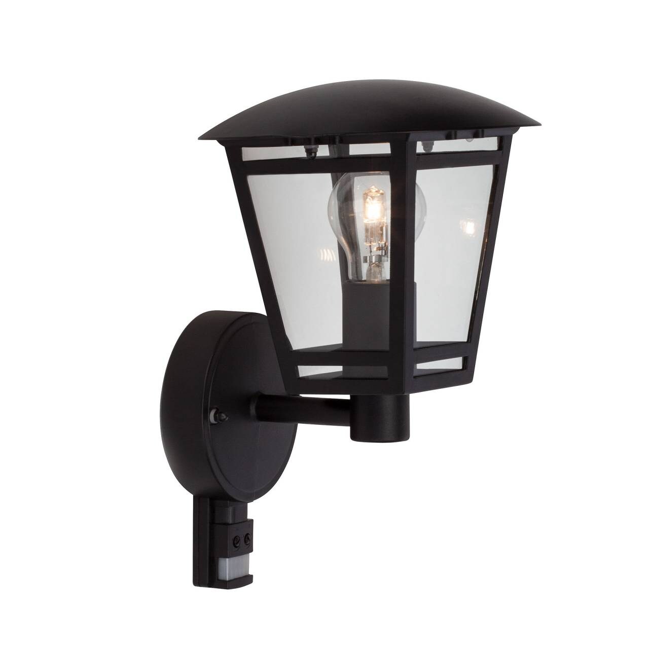 BRILLIANT Lampe Riley Au&szlig;enwandleuchte stehend Bewegungsmelder schwarz | 1x A60, E27, 40W, geeignet f&uuml;r Normallampen (nicht enthalten) | IP-Schutzart: 44 - spritzwassergesch&uuml;tzt - Bild 1