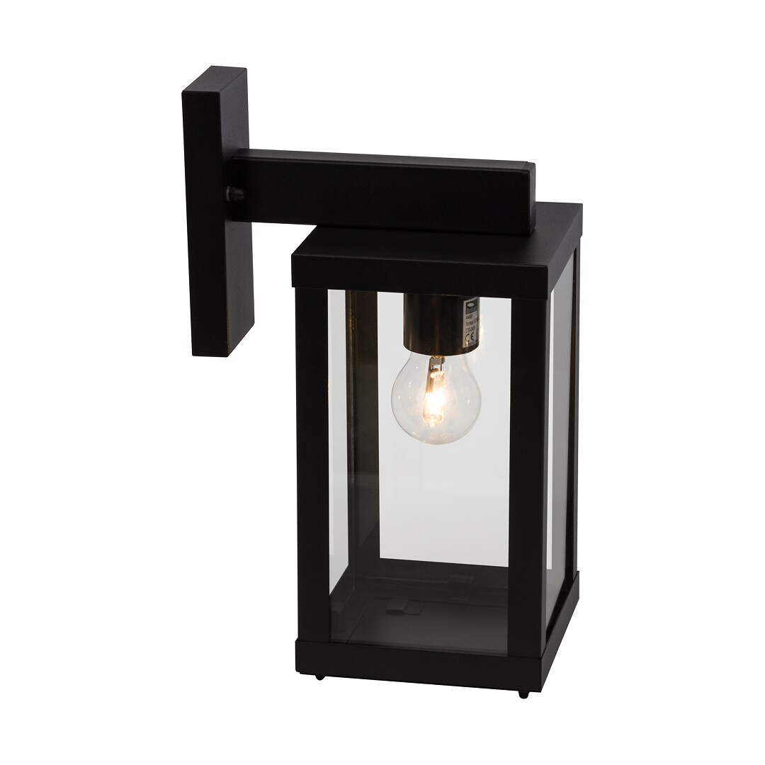 Brilliant Gaia Wandlampe mit Schalter Hanging - Klassische Laterne im Vintage-Stil für den Außenbereich, schwarz, IP44, aus Glas & Metall, Außenwandleuchten E27