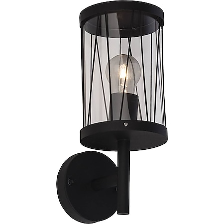 BRILLIANT Lampe Reed Außenwandleuchte stehend schwarz matt | 1x A60, E27, 60W, geeignet für Normallampen (nicht enthalten) | IP-Schutzart: 44 - spritzwassergeschützt - Bild 1