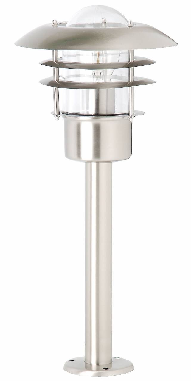BRILLIANT Lampe Terrence Außensockelleuchte 50cm edelstahl   1x A60, E27, 60W, geeignet für Normallampen (nicht enthalten)   IP-Schutzart: 44 – spritzwassergeschützt | 04004353079924