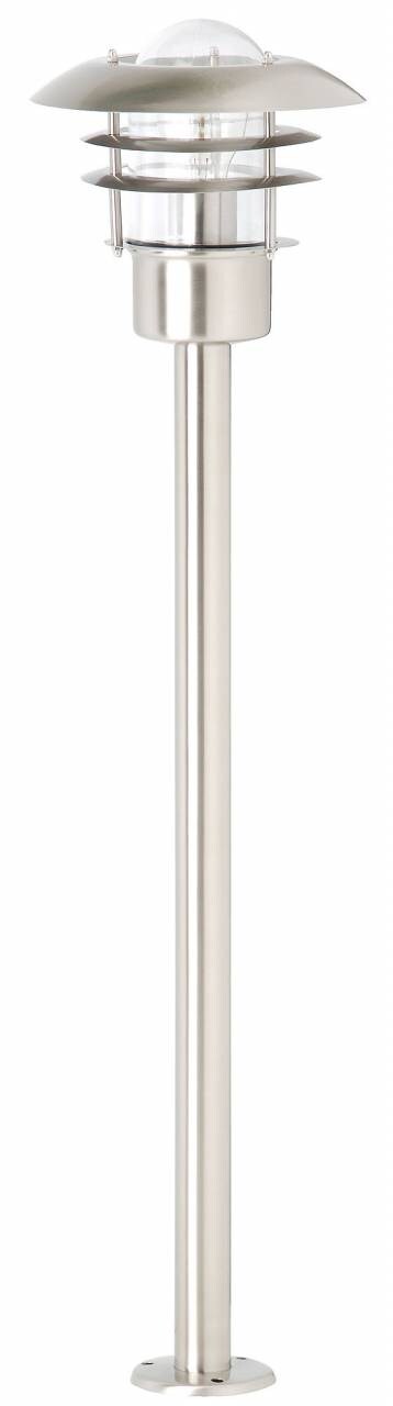 BRILLIANT Lampe Terrence Außenstandleuchte edelstahl   1x A60, E27, 60W, geeignet für Normallampen (nicht enthalten)   IP-Schutzart: 44 – spritzwassergeschützt | 04004353078477