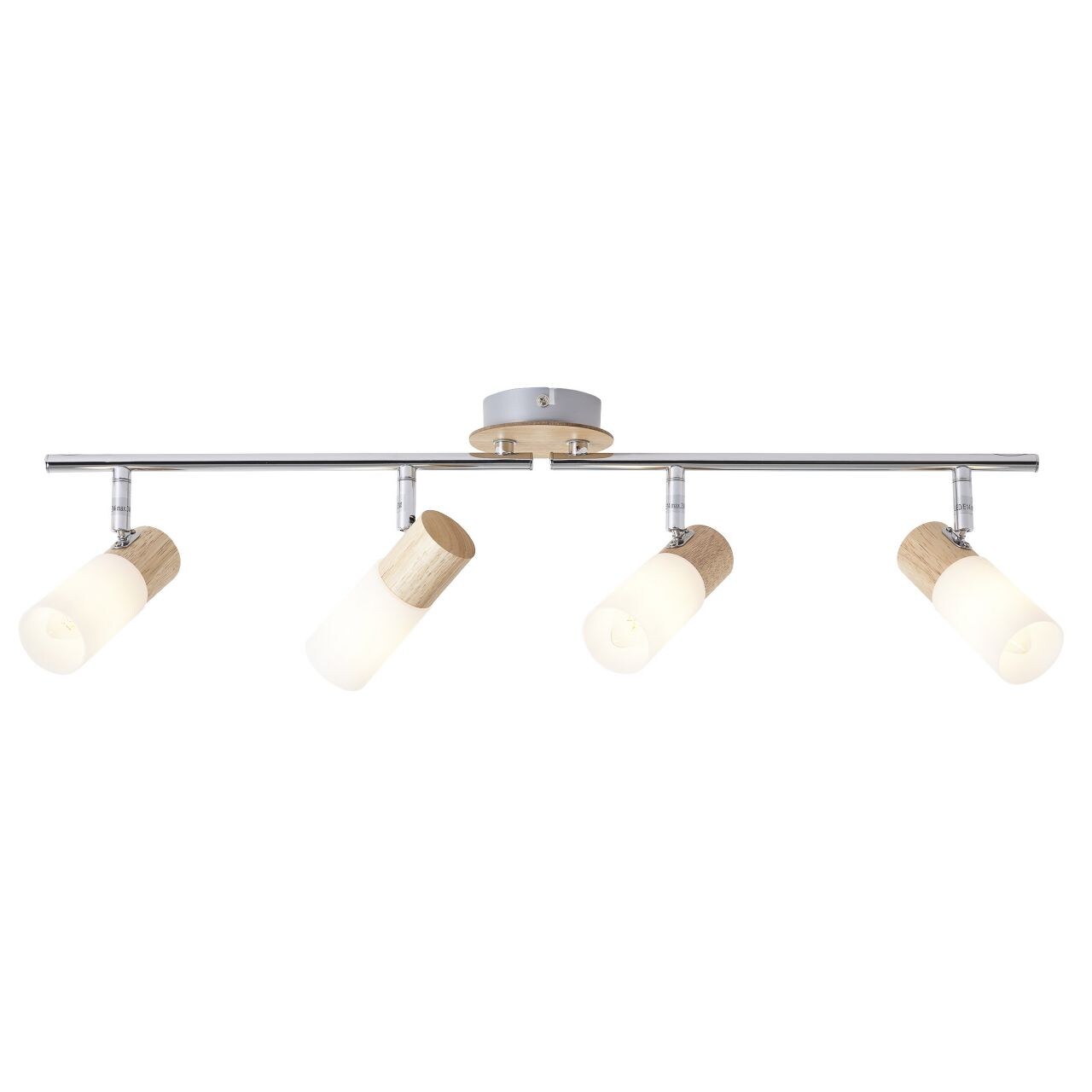 BRILLIANT Lampe Babsan Spotrohr 4flg holz hell/weiß 4x C35, E14, 3.5W, geeignet für Kerzenlampen (nicht enthalten) Köpfe schwenkbar / Arme …