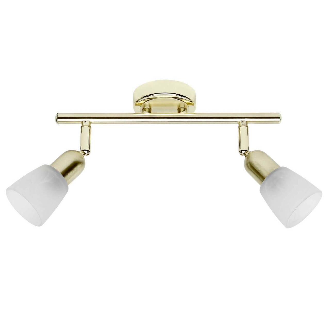 BRILLIANT Lampe Sofia Spotrohr 2flg messing/wei&szlig;-alabaster | 2x D45, E14, 40W, geeignet f&uuml;r Tropfenlampen (nicht enthalten) | K&ouml;pfe schwenkbar - Bild 1