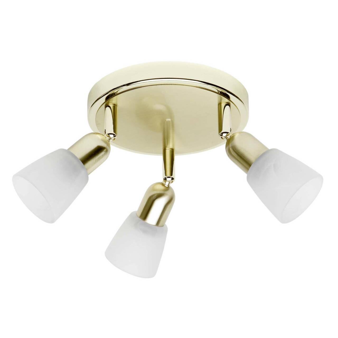 BRILLIANT Lampe Sofia Spotrondell 3flg messing/weiß-alabaster 3x D45, E14, 40W, geeignet für Tropfenlampen (nicht enthalten) Köpfe schwenkbar