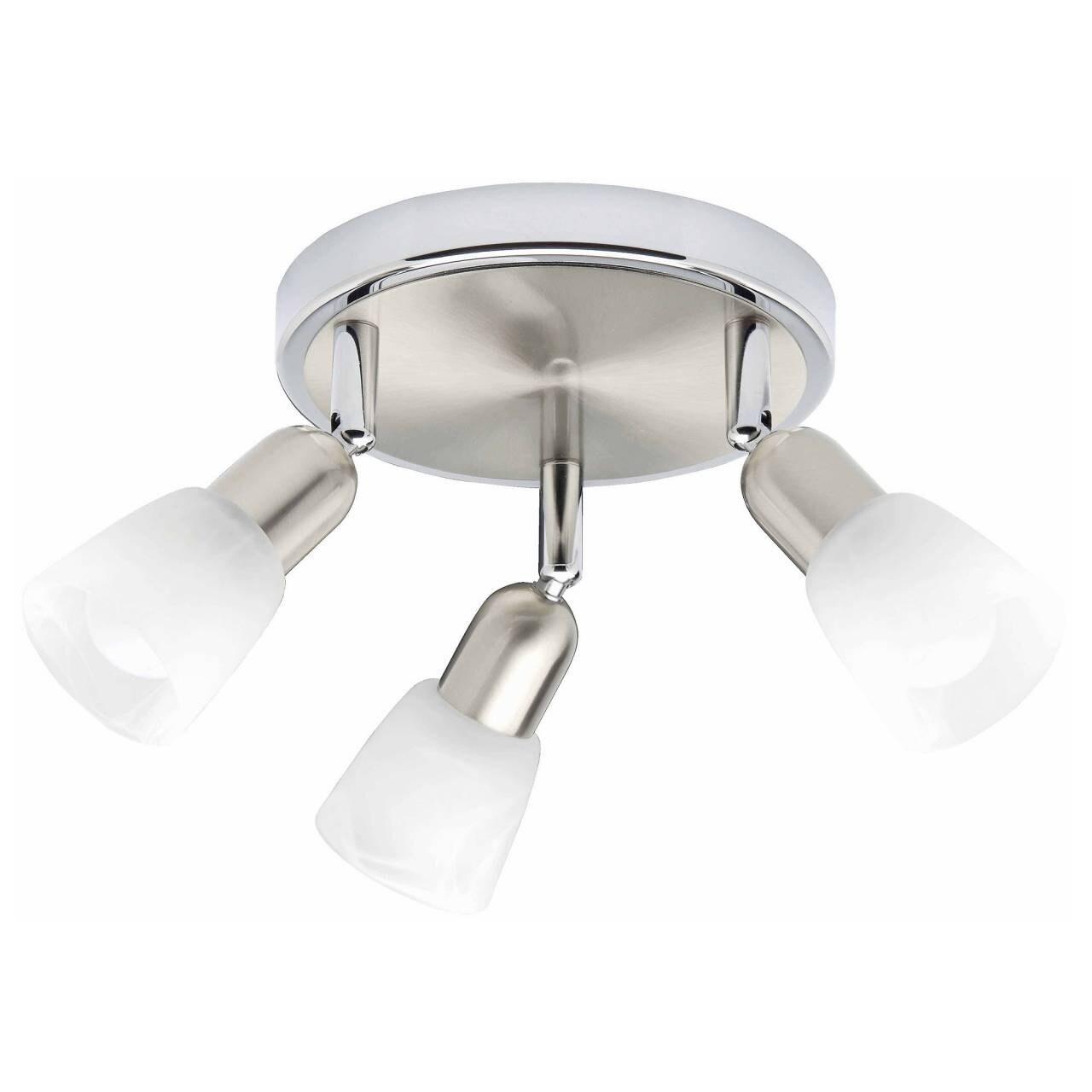 BRILLIANT Lampe Sofia Spotrondell 3flg eisen/chrom/weiß 3x D45, E14, 40W, geeignet für Tropfenlampen (nicht enthalten) Köpfe schwenkbar