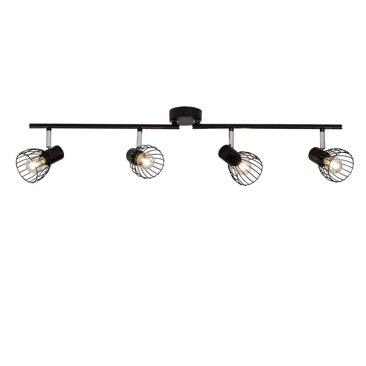 BRILLIANT Lampe Blacky Spotrohr 4flg schwarz 4x D45, E14, 40W, geeignet für Tropfenlampen (nicht enthalten) Arm schwenkbar / Köpfe schwenkbar