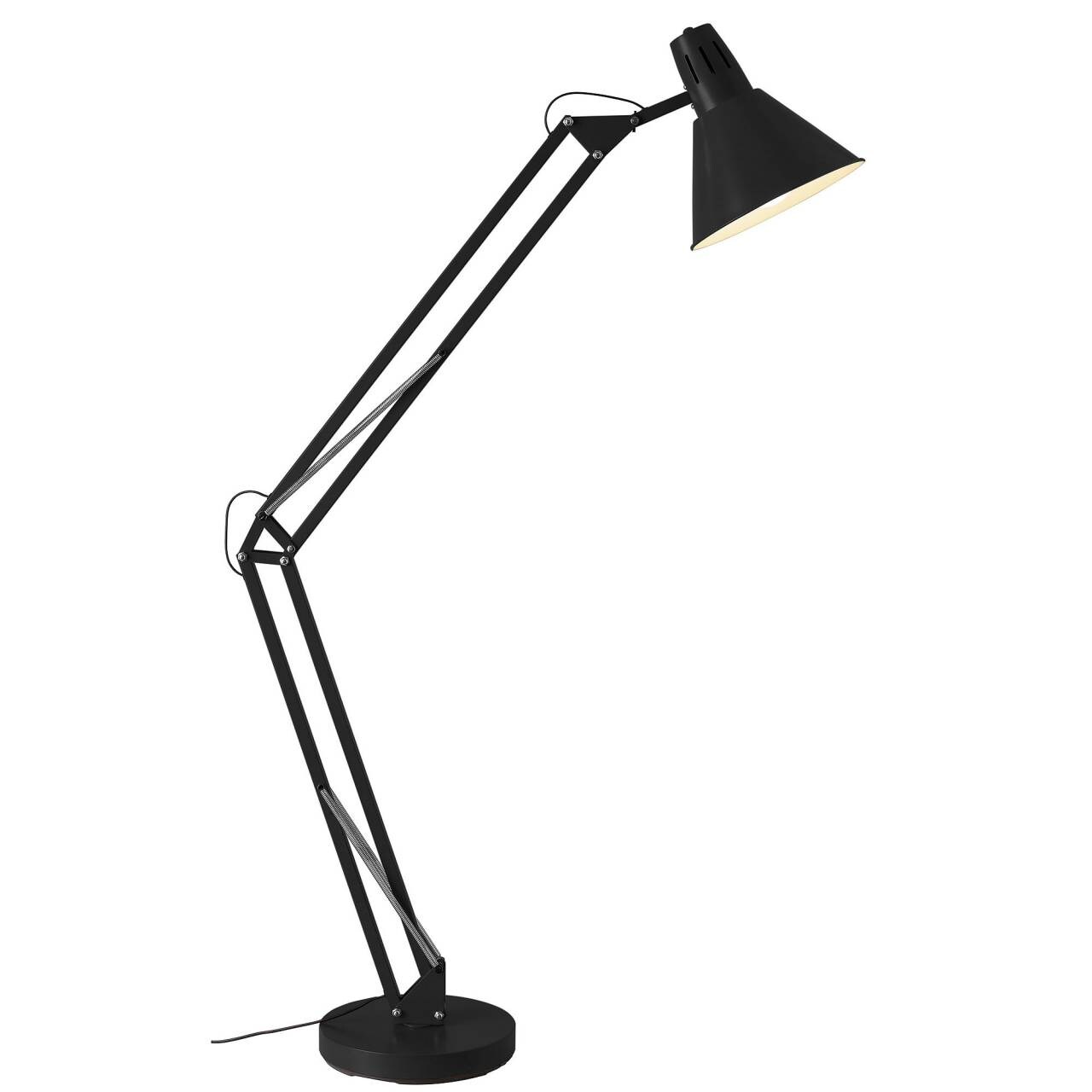 BRILLIANT Lampe Winston Standleuchte 1flg schwarz | 1x A60, E27, 60W, geeignet f&uuml;r Normallampen (nicht enthalten) | Mit Fu&szlig;schalter / Kopf schwenkbar - Bild 1