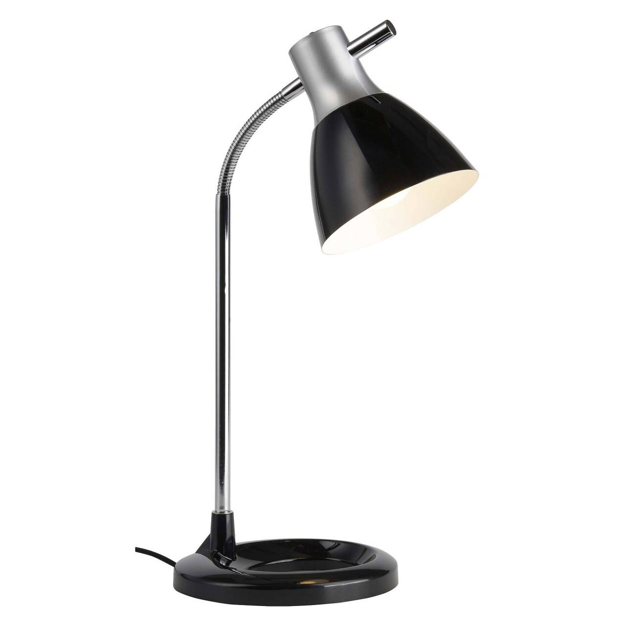 BRILLIANT Lampe Jan Tischleuchte silber/schwarz   1x A60, E27, 40W, geeignet für Normallampen (nicht enthalten)   Mit Dr