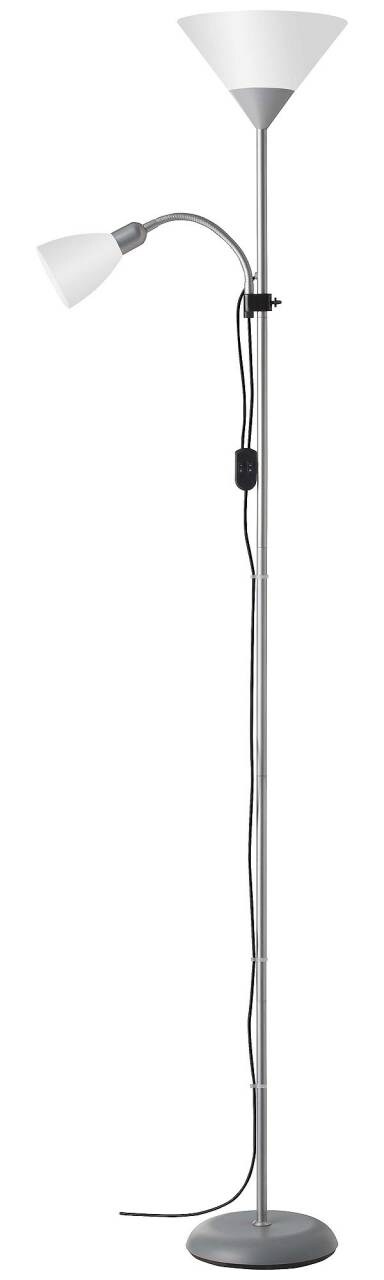 BRILLIANT Lampe Spari Deckenfluter Lesearm silber/weiß   1x A60, E27, 60W, geeignet für Normallampen (nicht enthalten)   Mit Schnurzwischenschalter | 04004353103667