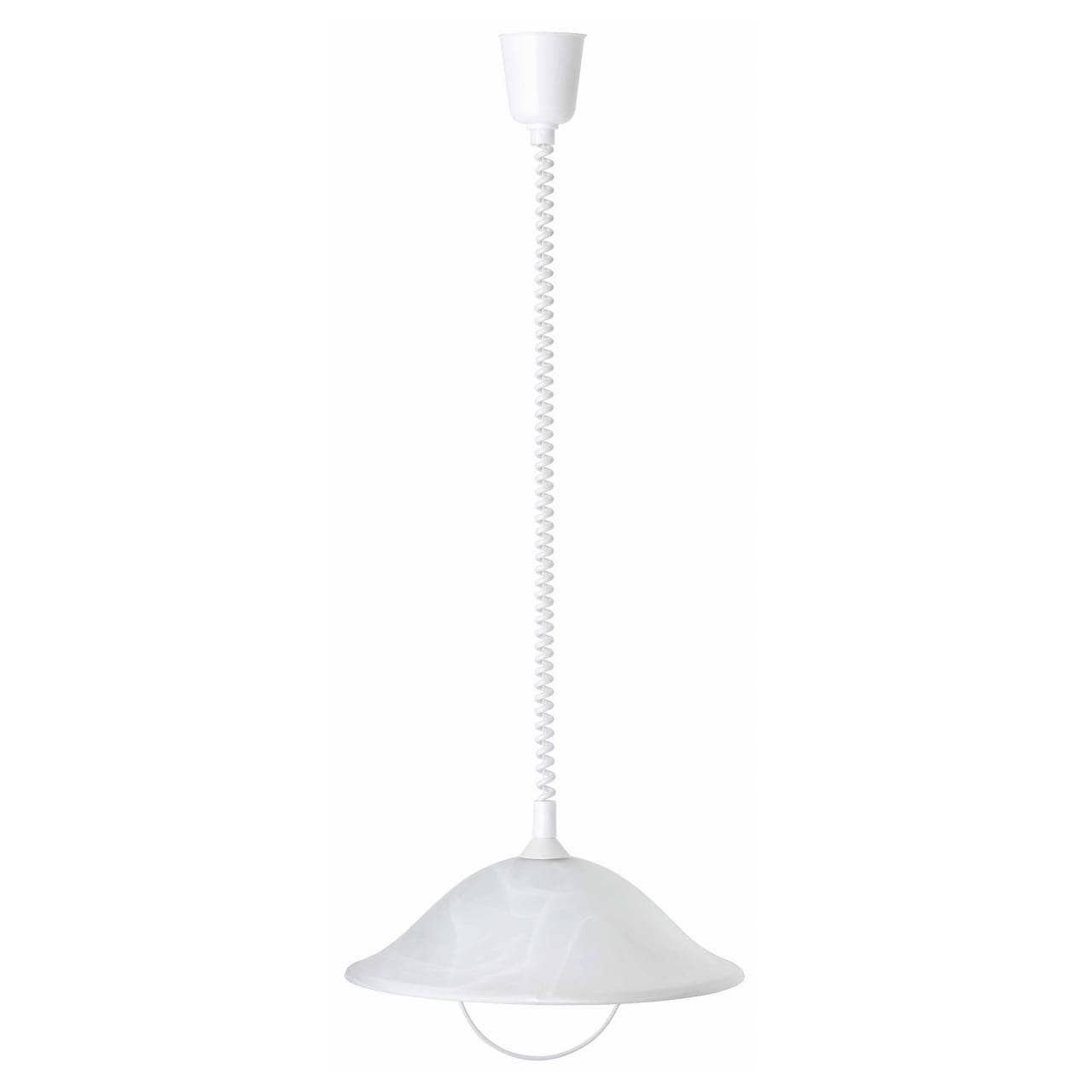 BRILLIANT Lampe Freya Pendelleuchte 41cm Rollizug wei&szlig;/wei&szlig;-alabaster | 1x A60, E27, 60W, geeignet f&uuml;r Normallampen (nicht enthalten) | H&ouml;henverstellbar durch Rollizug - Bild 1