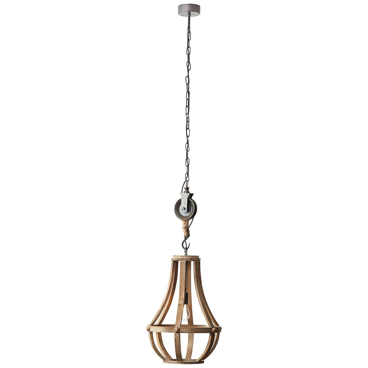 BRILLIANT Lampe Church Pendelleuchte 43cm holz hell | 1x G95, E27, 60W, geeignet f&uuml;r Normallampen (nicht enthalten) | Kette ist k&uuml;rzbar - Bild 1