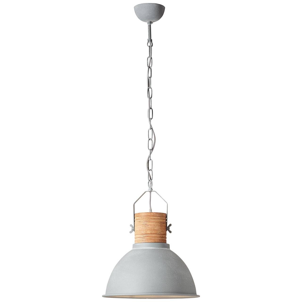 BRILLIANT Lampe Frida Pendelleuchte 39cm beton/holz   1x A60, E27, 60W, geeignet für Normallampen (nicht enthalten)   Ke
