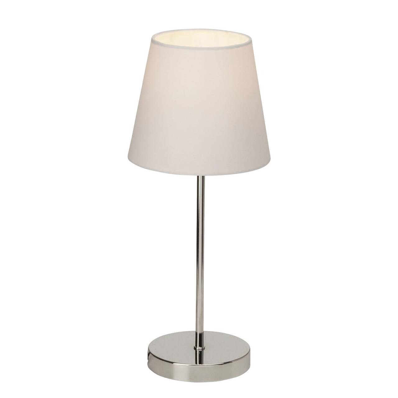 BRILLIANT Lampe Kasha Tischleuchte Touchschalter chrom/wei&szlig; | 1x D45, E14, 40W, geeignet f&uuml;r Tropfenlampen (nicht enthalten) | Mit An/Aus-Touchschalter - Bild 1