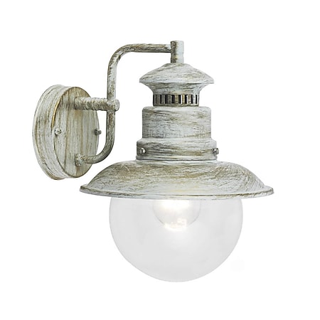 BRILLIANT Lampe Artu Außenwandleuchte hängend weiß-goldfarbig | 1x A60, E27, 60W, geeignet für Normallampen (nicht enthalten) | IP-Schutzart: 44 - spritzwassergeschützt - Bild 1