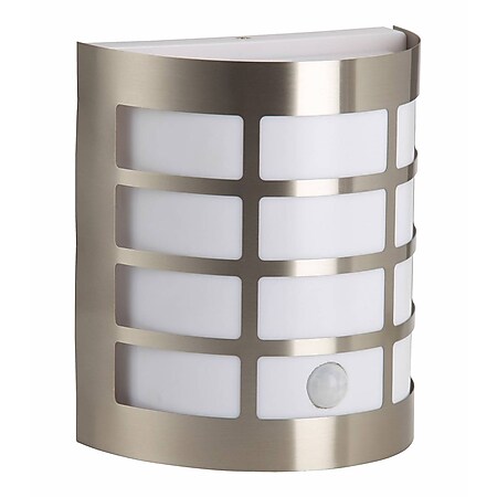 BRILLIANT Lampe Rune Außenwandleuchte Bewegungsmelder edelstahl | 1x A60, E27, 60W, geeignet für Normallampen (nicht enthalten) | IP-Schutzart: 44 - spritzwassergeschützt - Bild 1